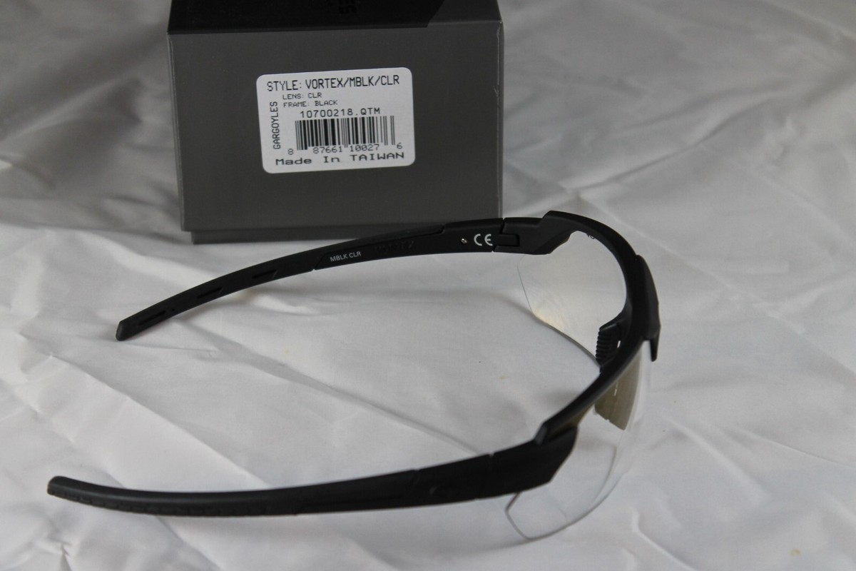 Lunettes Gargoyles Vortex - Verres Transparents - Monture Noire Mat - Neuves