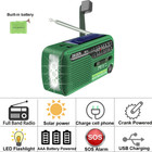 AM/FM NOAA Weather Alert Emergency Radio with Crank and Solar SOS Green