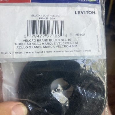 Leviton Hook & Loop Bulk Roll 15' L Black 203-43115-15 Genuine OEM Wrap