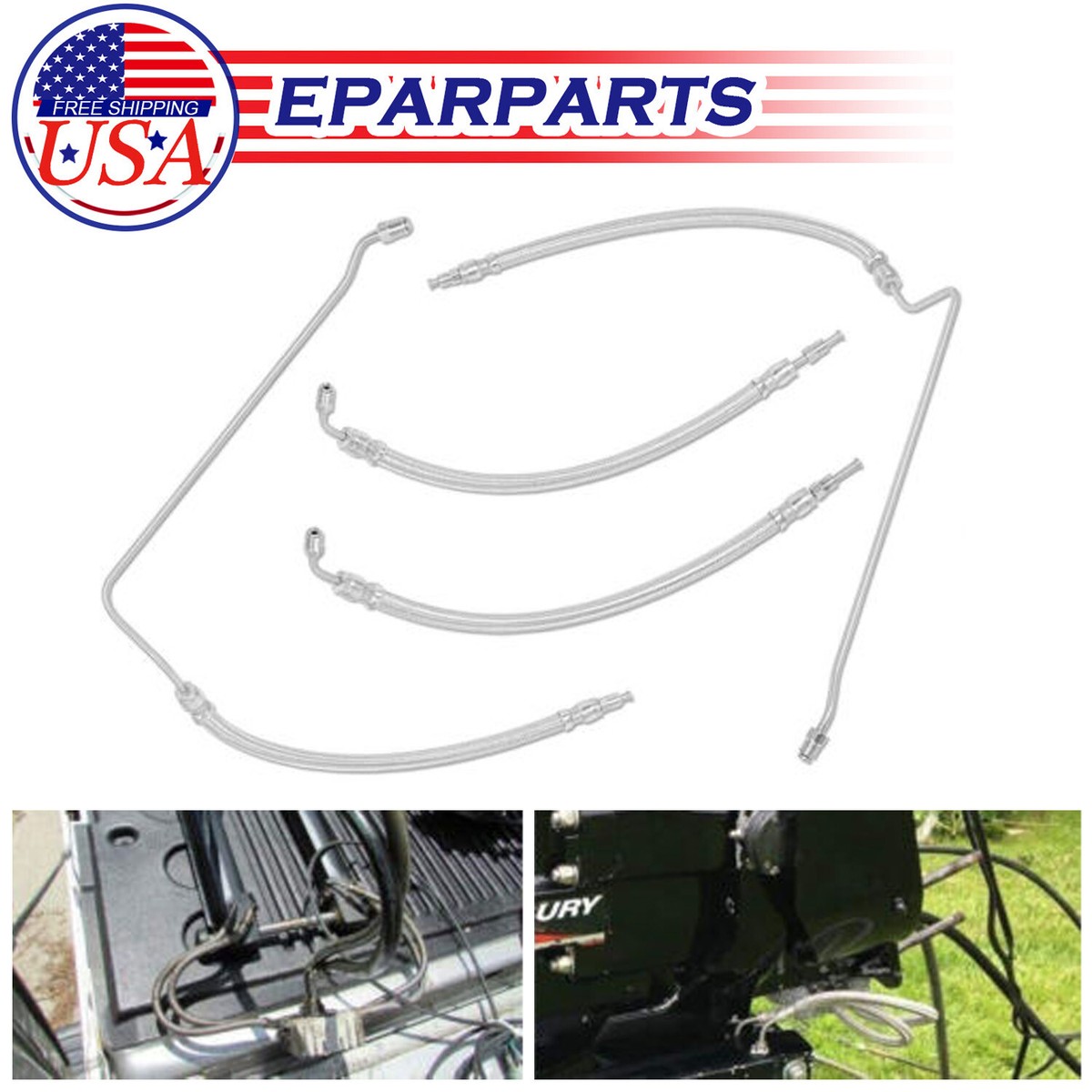 Trim Tilt Hose Kit For Mercruiser Alpha One Gen 2 - Stainless Steel Hydraulic Lines, Replaces 32-864960/959