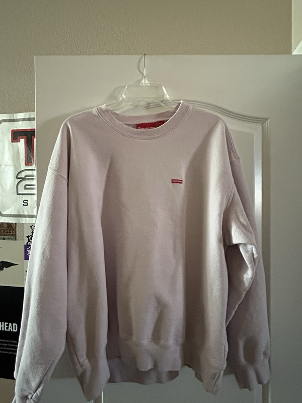 Supreme Small Box Logo Pink Crewneck Fleece Pullover Sweatshirt Size L