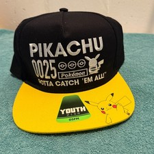 Pikachu Youth Size Baseball Cap, New, Black and Yellow -NEW  One Size
