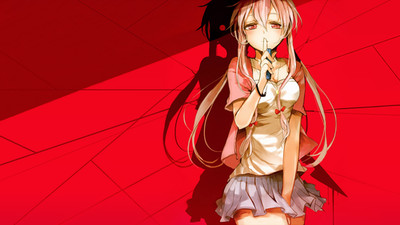Anime girls mirai nikki gasai yuno red background eyes Custom Gaming Mat Desk
