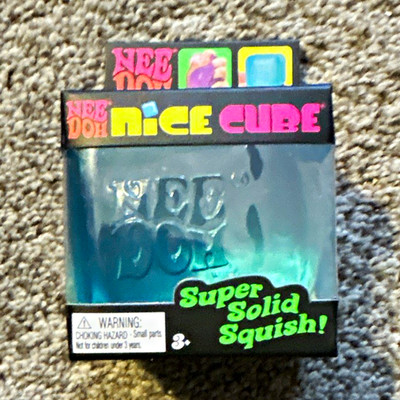 NeeDoh Nice Cube Blue Squishy Gel Squeeze Ball 3 in Stress Reliever