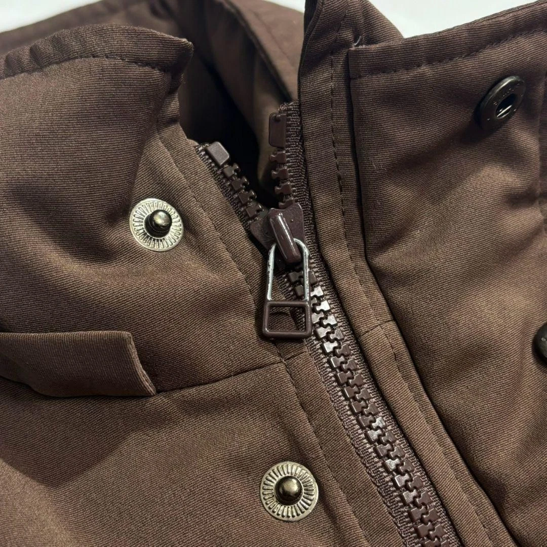 ZANTER OLNIS Men's Lightweight Down Coat Brown M Hood Missing Long Jacket image 2