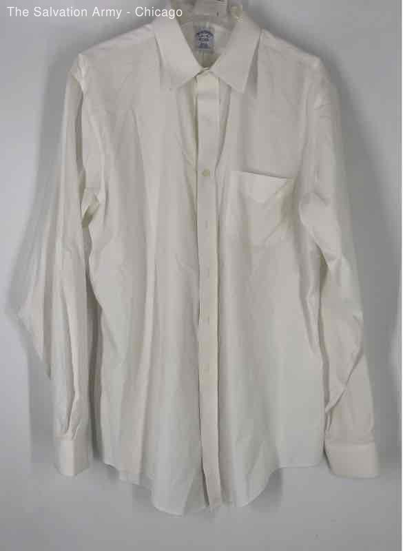 Brooks Brothers Mens White Long Sleeve Slim Fit Non-Iron Dress Shirt Sz 16.5-36