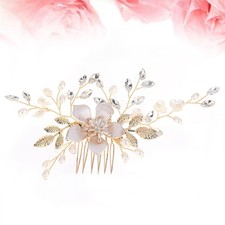 Flower Headpiece Decorative Hair Combs Rhinestone Pearl Bridal for Bride