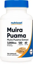 Nutricost Muira Puama Extract (3,000mg Equivalent) 120 Vegan Capsules