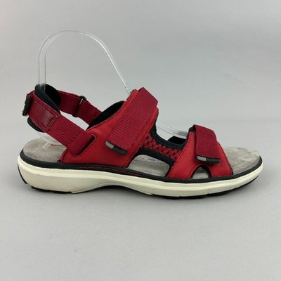 Clarks Sandalen Größe UK6 Damen unstrukturiert Roam Step rot Riemchen Sommerschuhe