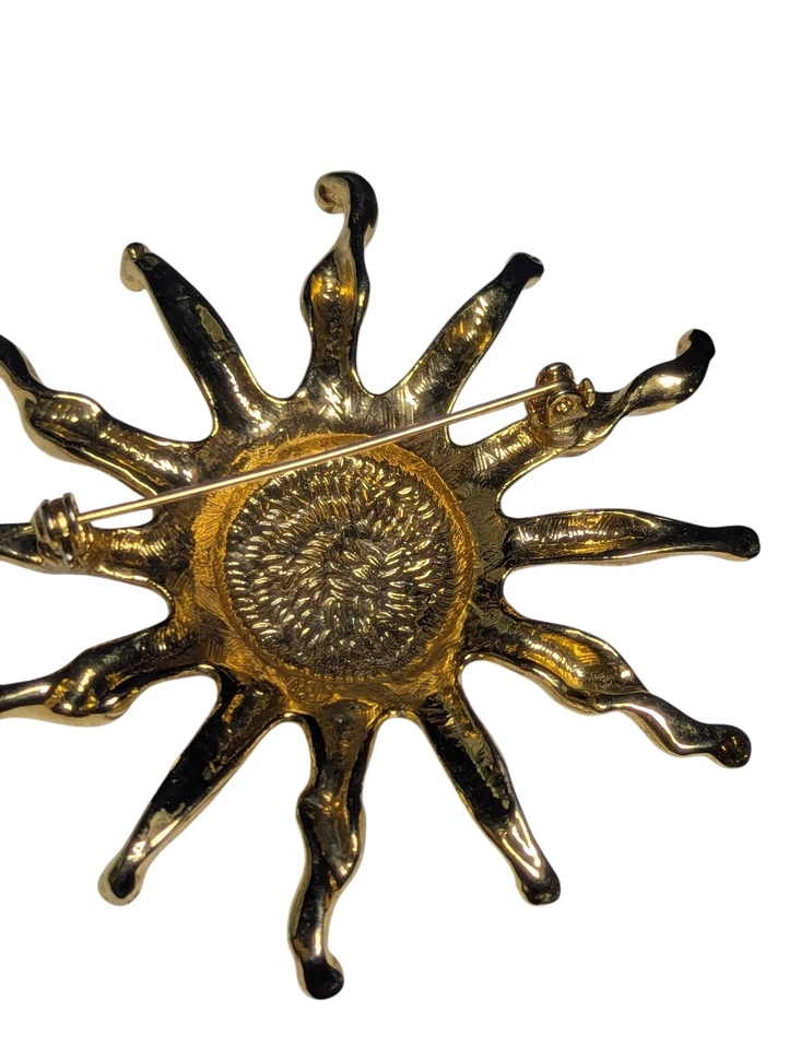 AL8 - Broche prendedor sol celeste tono dorado Anne Klein sin firmar Foto 4 de 4