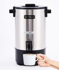 45Cup Commercial Coffee Urn, Stainless Steel Percolate Coffee Maker, Hot Wate...