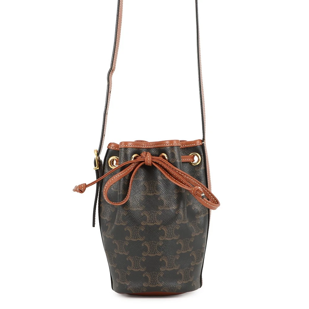 Celine — CELINE Drawstring Shoulder Bag Size micro Leather/PVC Tan 10H492