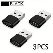 3 PACK USB to USB C Adapter Type-C Female to A Male OTG Converter Car Charger