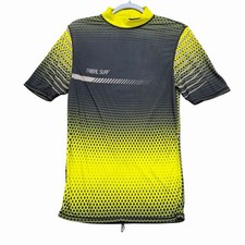 SunSpecs Tribal Surf Rash Guard Yellow Gray Mens M Short Sleeve Swim Shirt