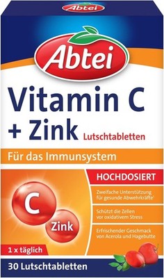 Abtei Vitamin C Zink Lutschtabletten Abwehrkräfte Zellschutz vegan 30Stk
