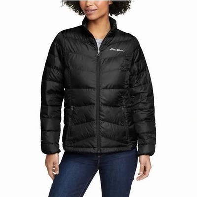 Eddie Bauer Womens Midweight Chevron Quilt Down Jacket (Black, Large)
