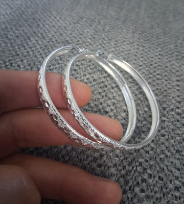 arracadas de plata 925 mexicana aretes / silver 925 5.5cm Silver 9.25 Earrings