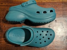 Crocs Platform Clog Women's 7 Teal 3" Classic Bae Iconic Comfort Y2K