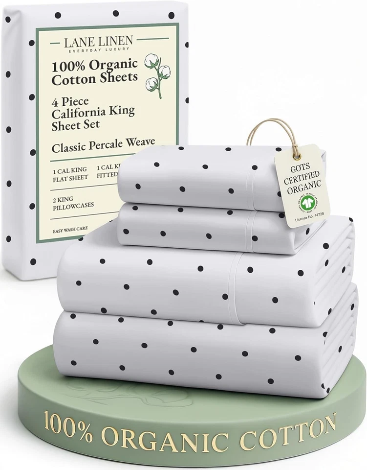 Organic Cotton California King Sheets Set - Polka Dot - Image 3 of 4