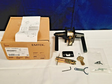 Emtek 5122HLORHUS19 Helios Keyed Lever Flat Black With Square Rosette *READ*