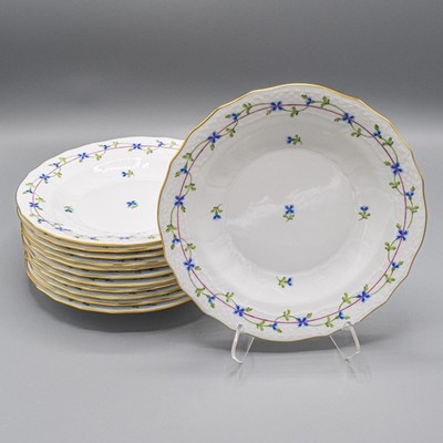Herend Hungary Blue Garland Dessert Luncheon Plates 1520 Set of 12 - 8 1/4''