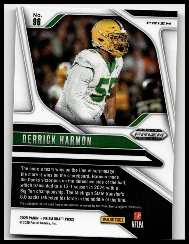 2025 Panini Prizm Draft Picks #96 Derrick Harmon Prizms Red Ice