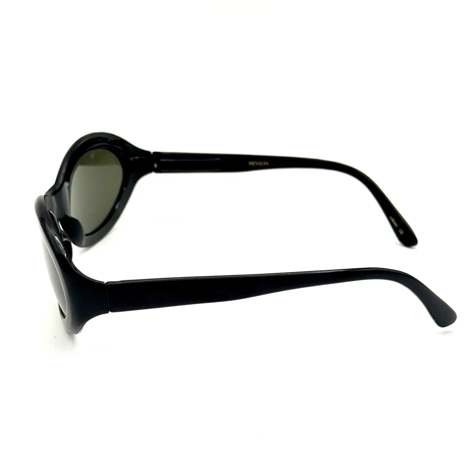 Gafas de sol ovaladas de diseñador Revlon negro café marco de moda y lentes verdes de colección Foto 4 de 4