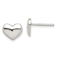 Sterling Silver Polished Heart Post Stud Earrings L-8 mm, W-9.5 mm