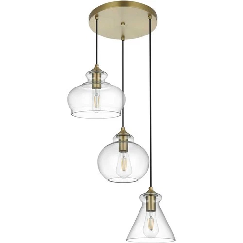 Living District LD2247SG Destry 3 Light 19 inch Satin Gold Pendant Ceiling Light - Picture 8 of 10