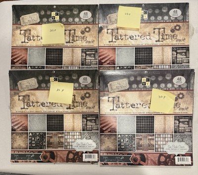 DCWV Tattered Time Stack 12x12 Paper Pad Lot 4 Partial Pads 131 Pages