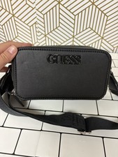 Borsa a tracolla GUESS Lewistown doppia zip nera da donna