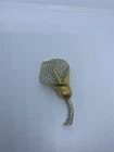 Vintage Jewelry Nolan Miller Calla Lily Flower Pave Gold Tone Rhinestone Pin