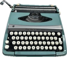 Vintage Smith Corona Corsair Deluxe Teal Blue Portable Typewriter Mid Century thumbnail