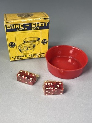 E-Z Sure Shot Dice Box Game Vintage Novelty Magic Prediction Trick NOS in box
