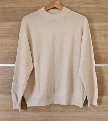 Nicole Summers 100% Cashmere Sweater Ivory 1X (14-16) Classic Crewneck