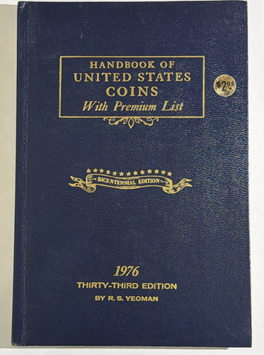 1976 Blue Book "Handbook of United States Coins" 33rd Edition, BiCen. Edition