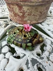 Vintage Brush McCoy Ceramic Pottery Turtle Flower Frog