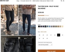 Hiroshi Kato Jeans Men 33x28 Black Pen Slim S...