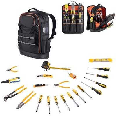 Tool Backpack with Tools 65 Pockets Tear-resistant Jobsite Backpack