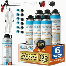 Thermal & Sound Insulation Spray Foam Kit (6x32.80oz) Closed cell Self Expanding