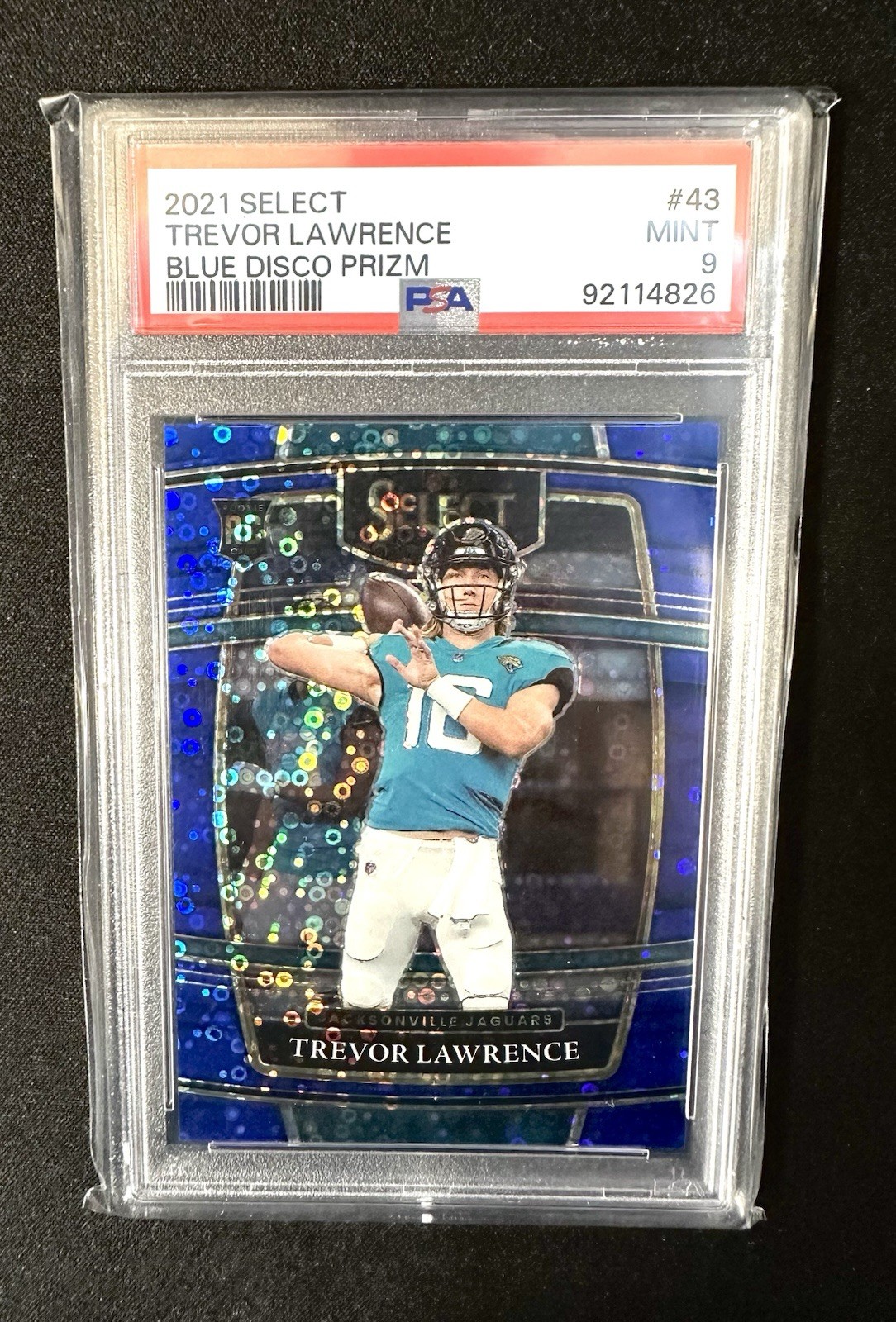2021 Trevor Lawrence Blue Disco Prizm #/25 (RC) Panini Select Rookie PSA 9 JAX view 1