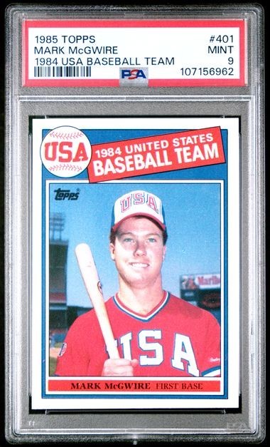Mark McGwire 1985 Topps Baseball #401 RC USA Baseball Team PSA 9 Mint