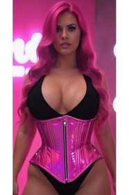 Daisy Top Drawer Fuchsia Holo Double Steel Boned Underbust Waist Cincher Corset