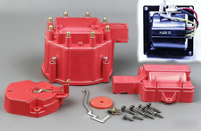 V8 Chevy Gm Clear Hei Large Distributor Cap Rotor Kit Sbc Bbcv 65000 Volt Red