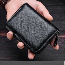 Men's Wallet Credit Card Holder RFID Blocking Zipper Pocket ID Protection Purse