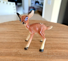 Vintage Mini Deer Figurine Reindeer Blue-eyed Spotted Fawn Kitsch Hong Kong 1960