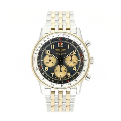 BREITLING NAVITIMER 38MM REF. D30022 BLACK DIAL STAHL/GOLD 1995 FULL SET
