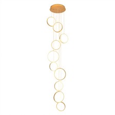 10 Ring LED Chandelier Dimmable Pendant Light for Staircase Foyer High Ceiling