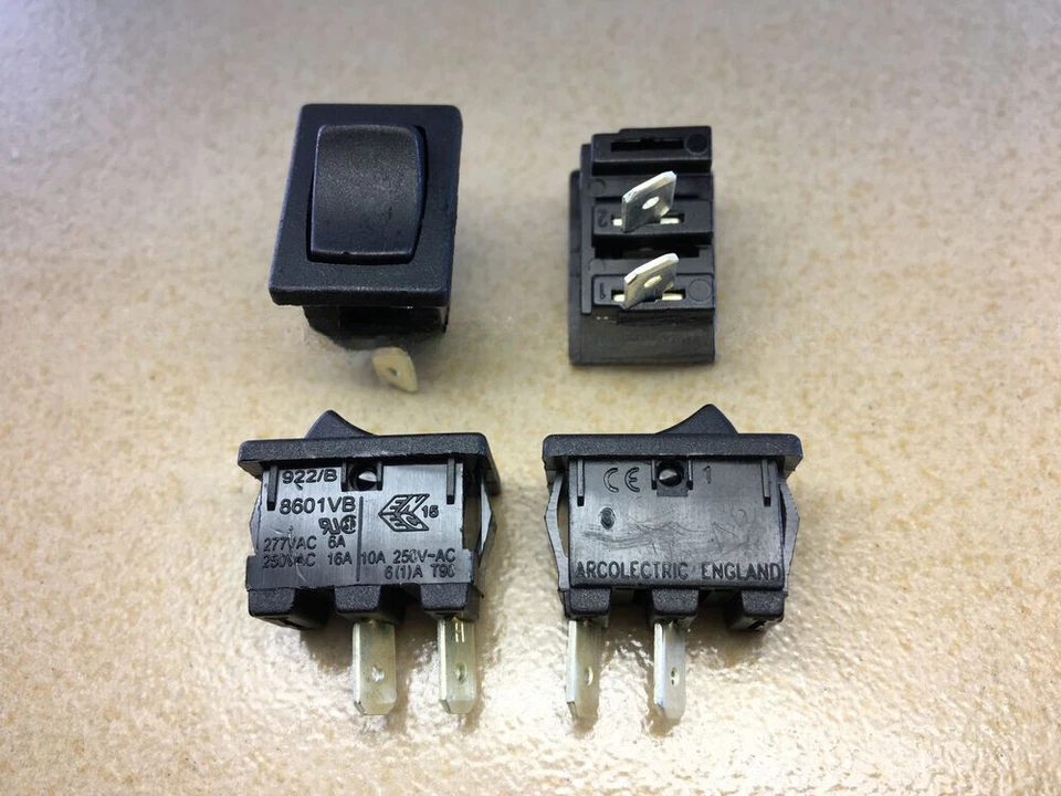 Interruptor momentáneo basculante arcoeléctrico 8601VB 10A 2 posiciones CANTIDAD: 2 PIEZAS Foto 2 de 4