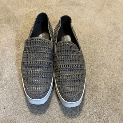 Vince Women s Woven Leather Platform Slip-On Sneakers   gray Size 9.5